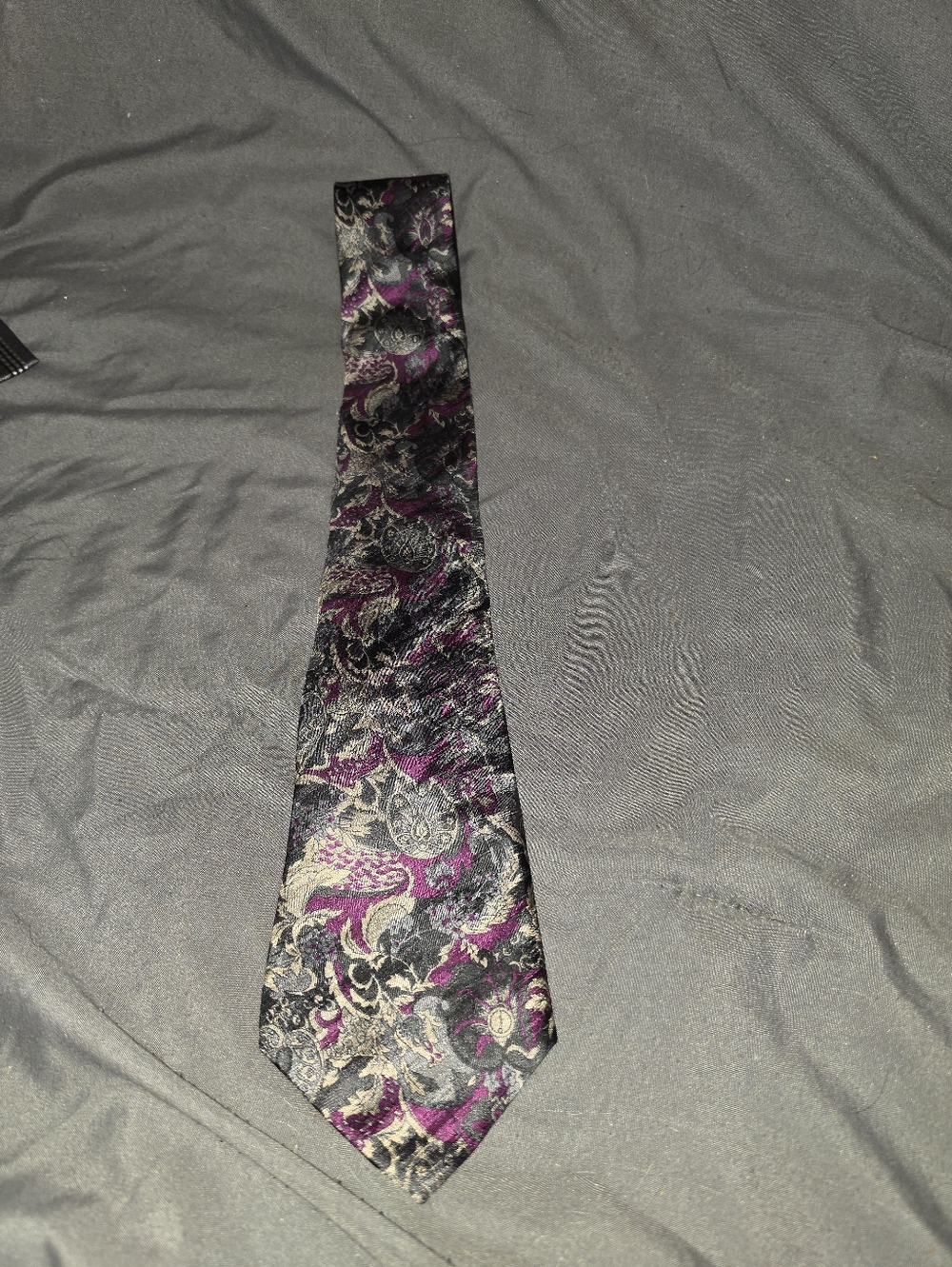 Dunhill Italian Black and Purple Paisley 100% Silk Tie